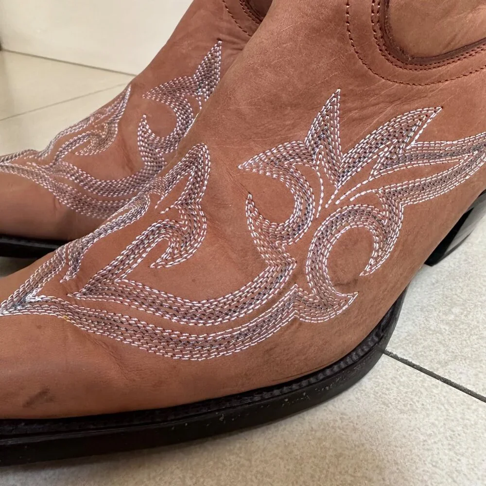 Lane by Anna Harris Brown Rodeo Cowgirl Leather Boots Size 7 - Picture 11 of 14